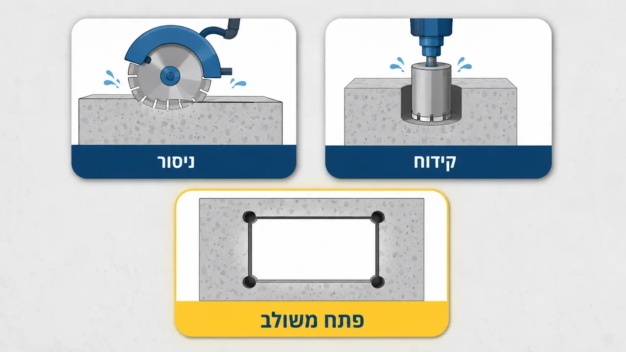 מה ההבדל בין ניסור בטון לקידוח בטון